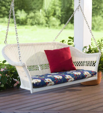 Plow & Hearth Outdoor Wicker Outdoor Living Easy Care Resin Wicker Swing - Natural