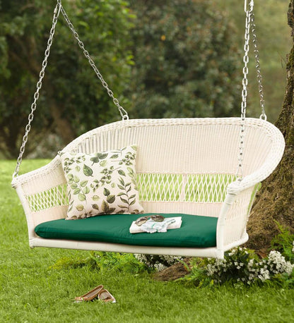 Plow & Hearth Outdoor Wicker Outdoor Living Easy Care Resin Wicker Swing - Natural