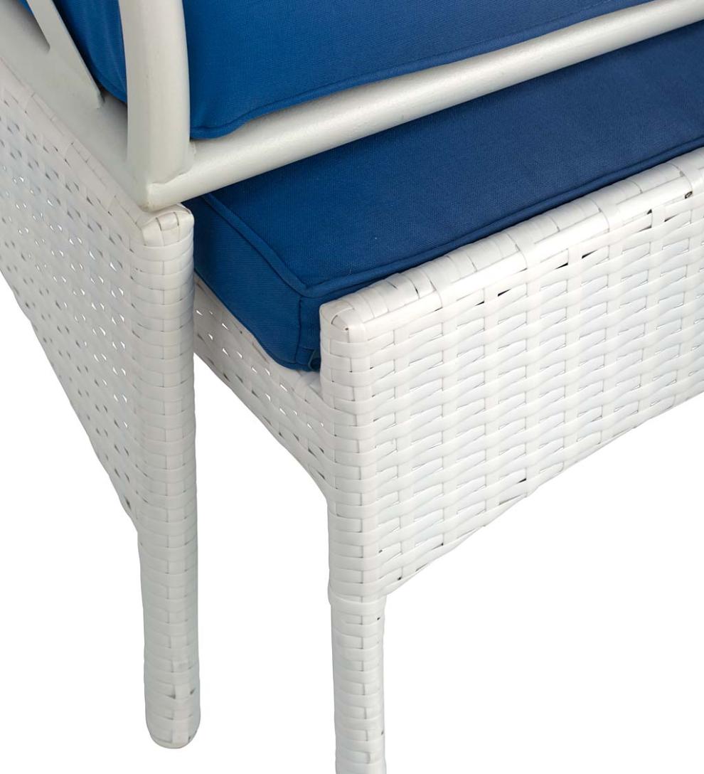 Plow & Hearth Outdoor Wicker Outdoor Living Five Piece White Wicker Patio Furniture Set With Cushions - White