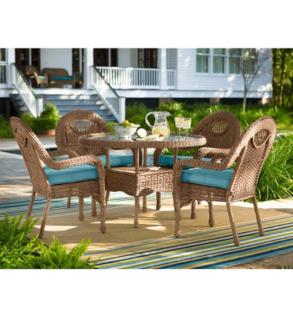 Plow & Hearth Outdoor Wicker Outdoor Living Prospect Hill Round Dining Table And Chairs