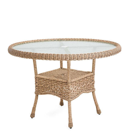 Plow & Hearth Outdoor Wicker Outdoor Living Prospect Hill Round Dining Table And Chairs