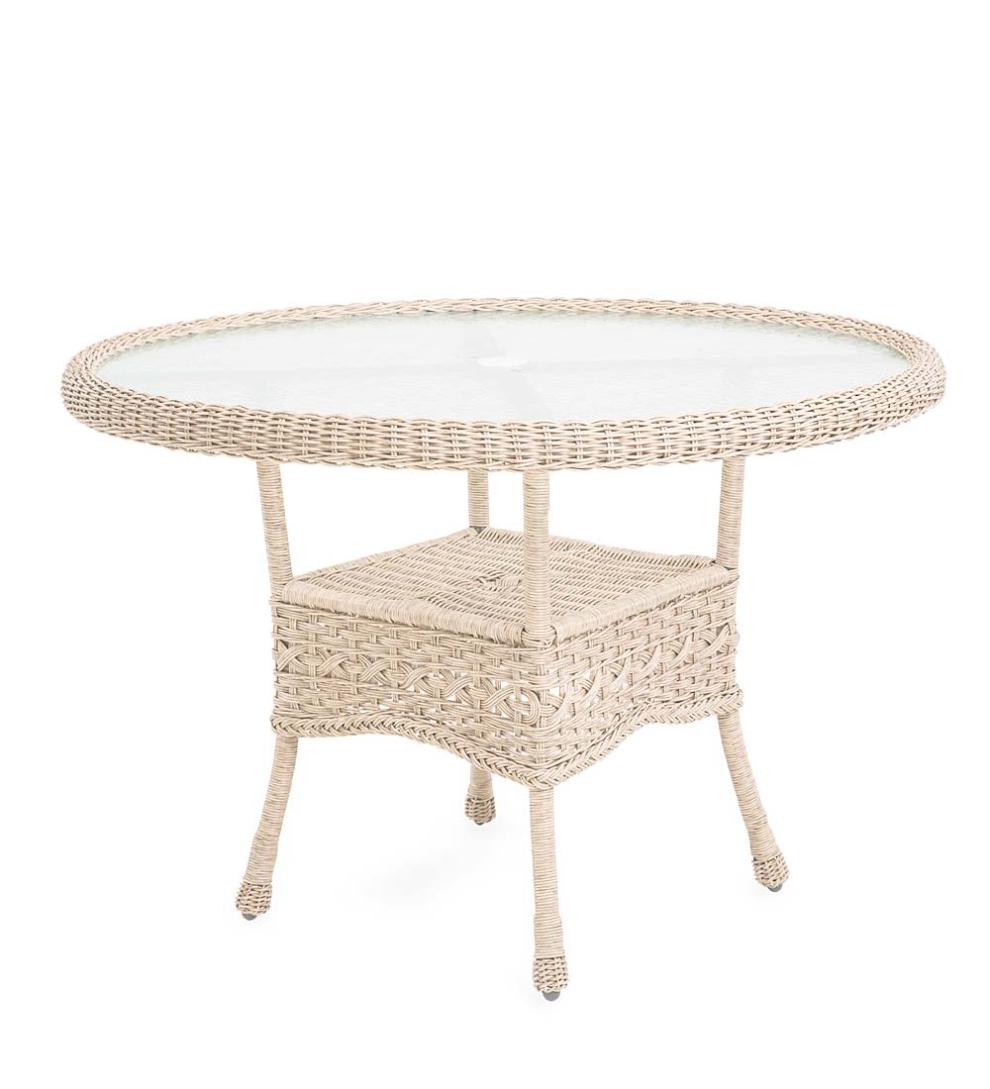 Plow & Hearth Outdoor Wicker Outdoor Living Prospect Hill Round Dining Table And Chairs