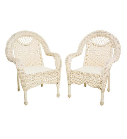 Plow & Hearth Outdoor Wicker Outdoor Living Prospect Hill Wicker Chairs, Set Of 2 - Cloud White