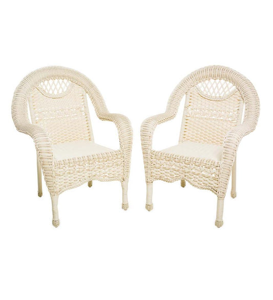 Plow & Hearth Outdoor Wicker Outdoor Living Prospect Hill Wicker Chairs, Set Of 2 - Cloud White
