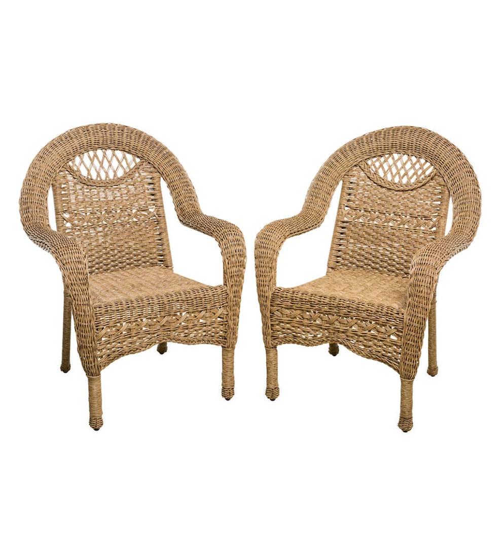 Plow & Hearth Outdoor Wicker Outdoor Living Prospect Hill Wicker Chairs, Set Of 2 - Cloud White