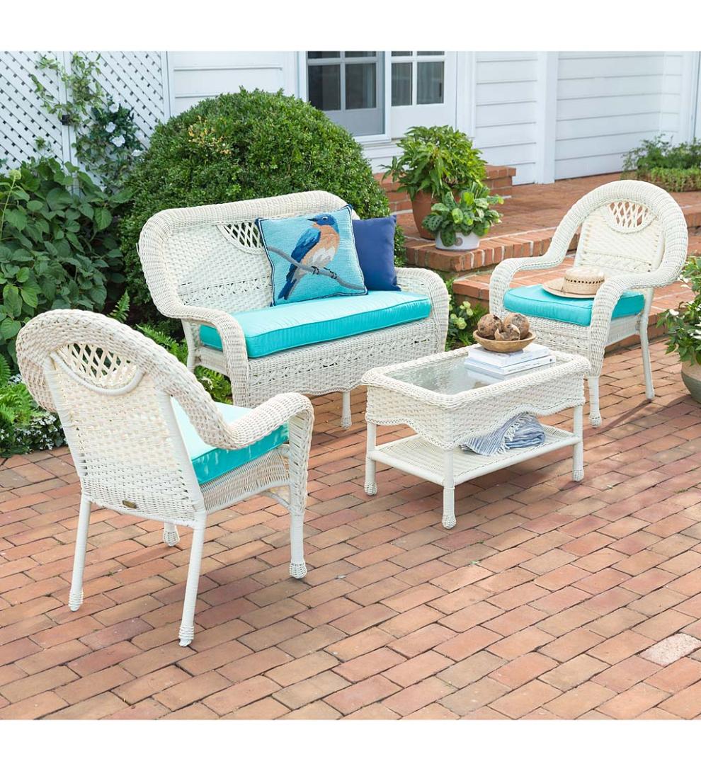Plow & Hearth Outdoor Wicker Outdoor Living Prospect Hill Wicker Chairs, Set Of 2 - Cloud White