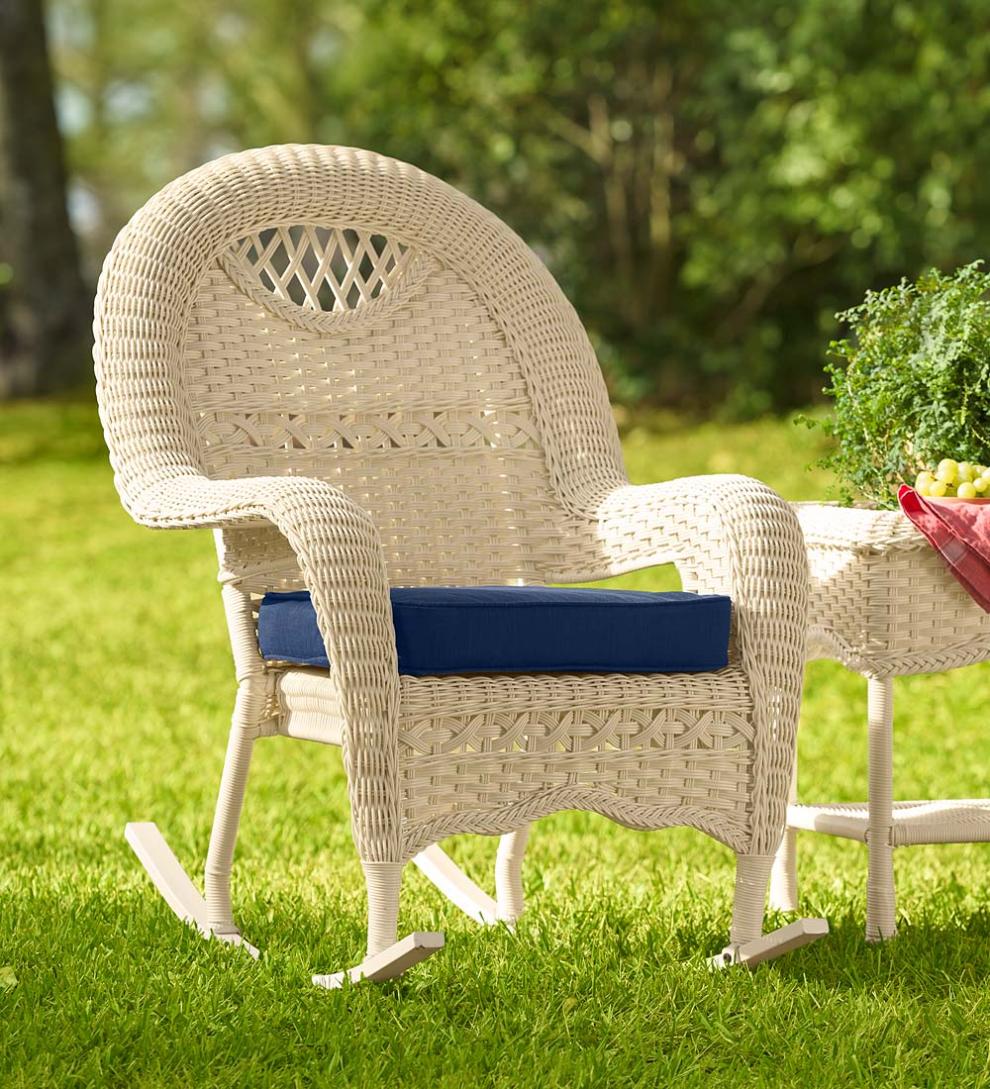 Plow & Hearth Outdoor Wicker Outdoor Living Prospect Hill Wicker Rocker - Driftwood