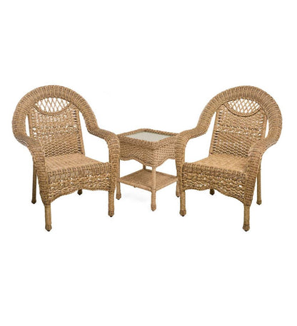 Plow & Hearth Outdoor Wicker Outdoor Living Prospect Hill Wicker Set Of Two Chairs And End Table - Cloud White