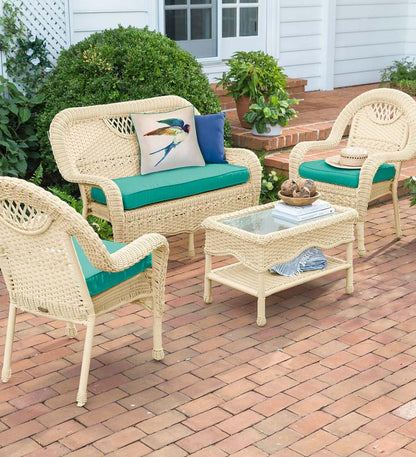 Plow & Hearth Outdoor Wicker Outdoor Living Prospect Hill Wicker Settee Set