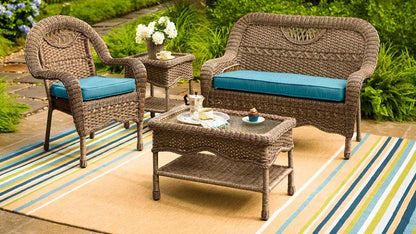Plow & Hearth Outdoor Wicker Outdoor Living Prospect Hill Wicker Settee Set