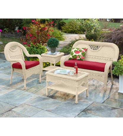 Plow & Hearth Outdoor Wicker Outdoor Living Prospect Hill Wicker Settee Set