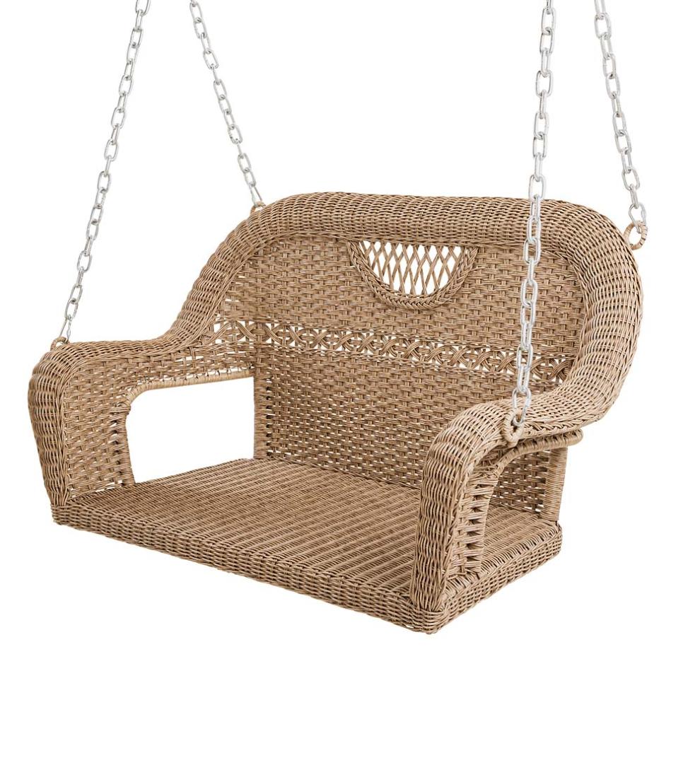 Plow & Hearth Outdoor Wicker Outdoor Living Prospect Hill Wicker Swing - Cloud White