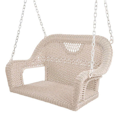 Plow & Hearth Outdoor Wicker Outdoor Living Prospect Hill Wicker Swing - Cloud White