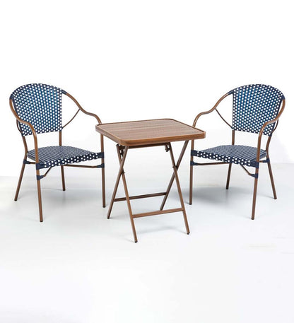 Plow & Hearth Outdoor Wicker Outdoor Living Resin Wicker Bistro Set With Folding Table, 3-Piece - Black
