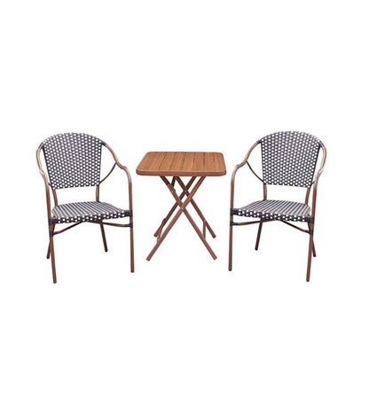 Plow & Hearth Outdoor Wicker Outdoor Living Resin Wicker Bistro Set With Folding Table, 3-Piece - Black