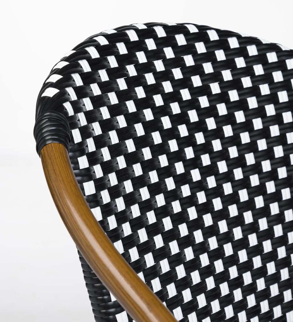 Plow & Hearth Outdoor Wicker Outdoor Living Resin Wicker Bistro Set With Folding Table, 3-Piece - Black