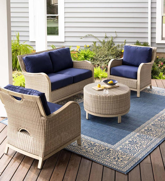 Plow & Hearth Outdoor Wicker Outdoor Living Urbanna Premium Wicker Collection In Driftwood With Luxury Cushions