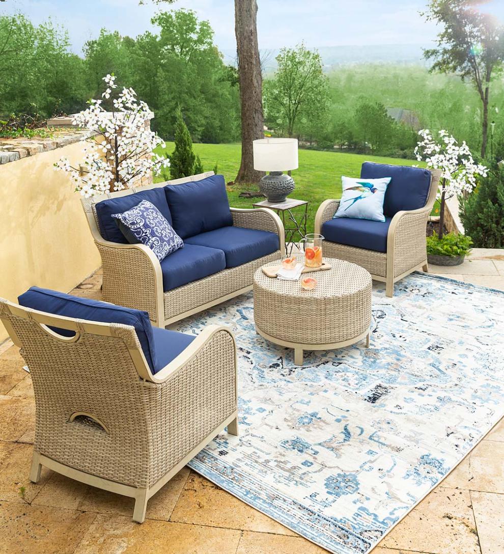 Plow & Hearth Outdoor Wicker Outdoor Living Urbanna Premium Wicker Collection In Driftwood With Luxury Cushions