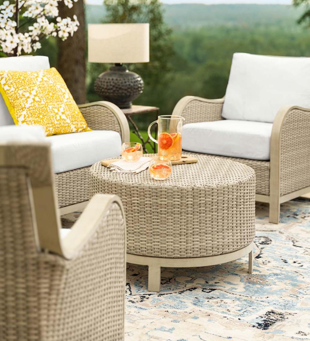 Plow & Hearth Outdoor Wicker Outdoor Living Urbanna Premium Wicker Collection In Driftwood With Luxury Cushions