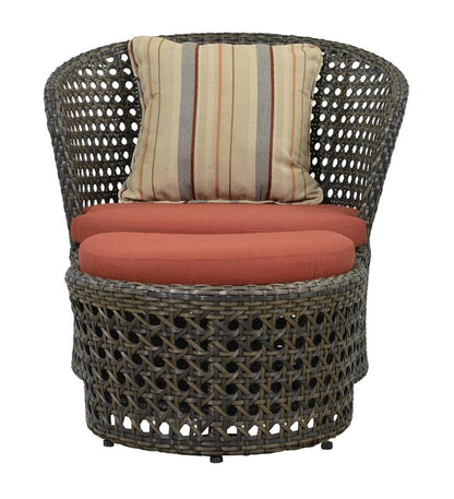 Plow & Hearth Outdoor Wicker Outdoor Living Wicker Conversation Set With Ottomans And Sunbrella Cushions, 5-Piece