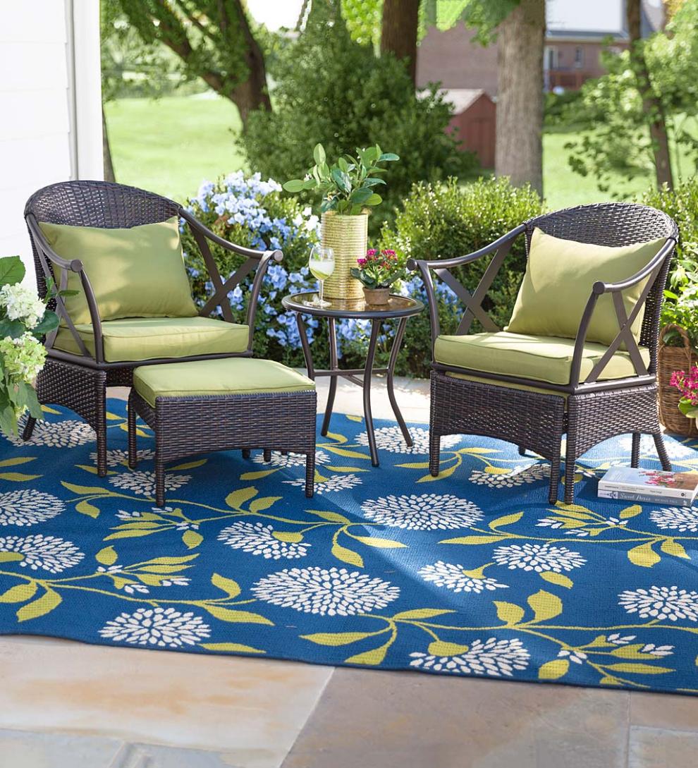 Plow & Hearth Outdoor Wicker Outdoor Living Wicker Patio Furniture Set With Cushions - Light Green