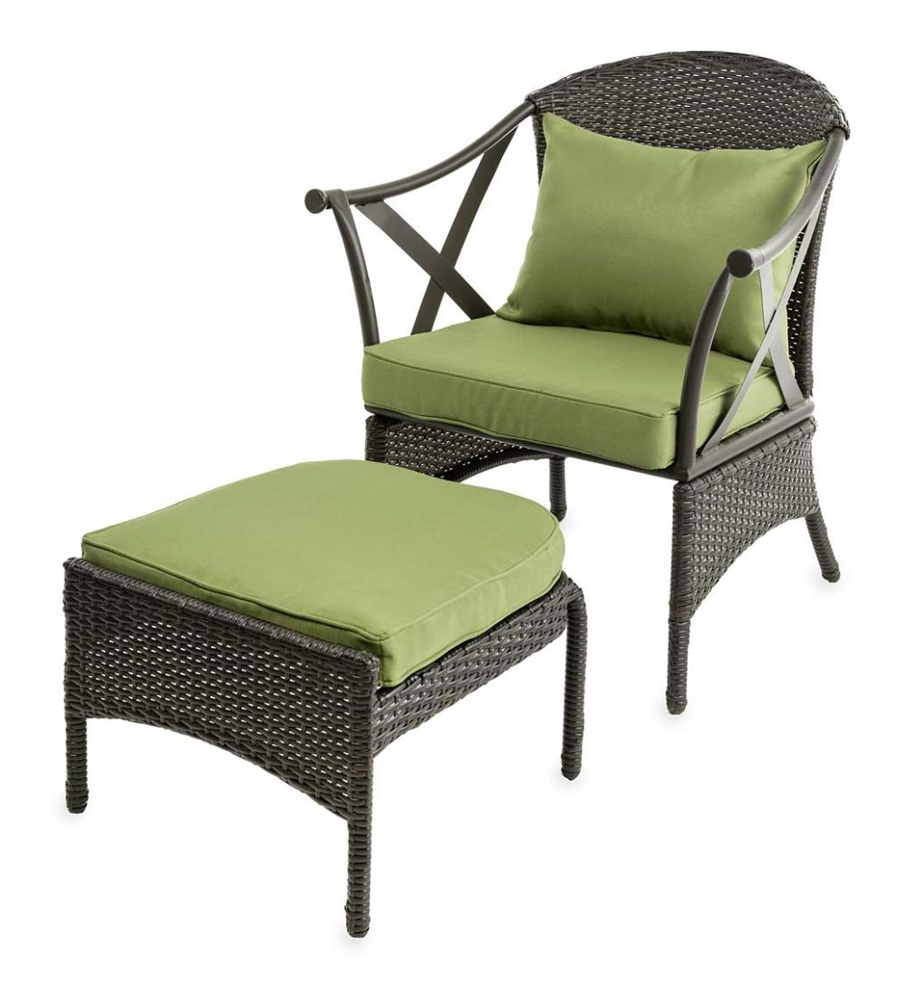 Plow & Hearth Outdoor Wicker Outdoor Living Wicker Patio Furniture Set With Cushions - Light Green