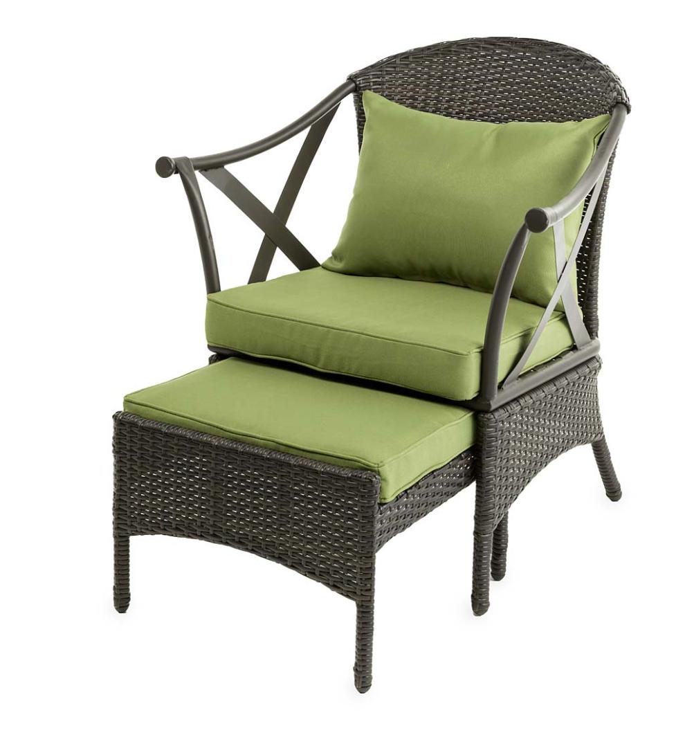 Plow & Hearth Outdoor Wicker Outdoor Living Wicker Patio Furniture Set With Cushions - Light Green