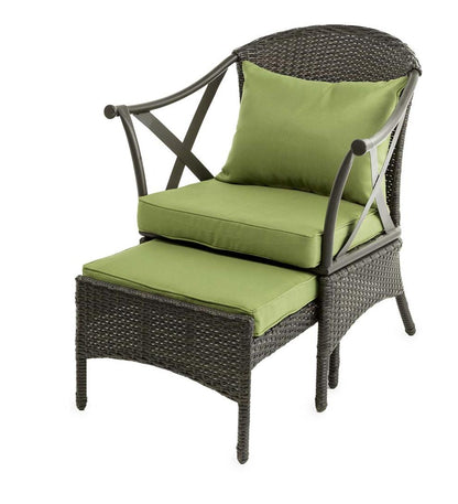 Plow & Hearth Outdoor Wicker Outdoor Living Wicker Patio Furniture Set With Cushions - Light Green