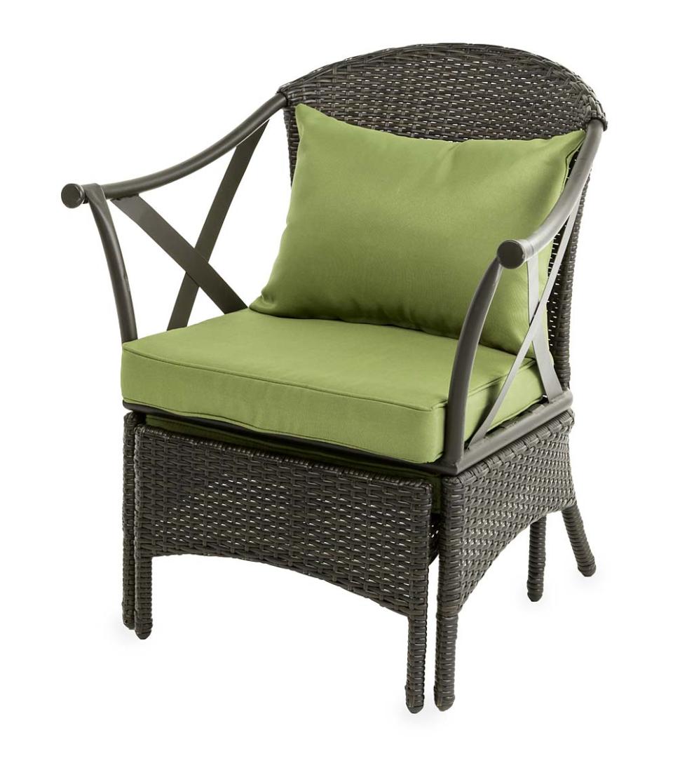 Plow & Hearth Outdoor Wicker Outdoor Living Wicker Patio Furniture Set With Cushions - Light Green