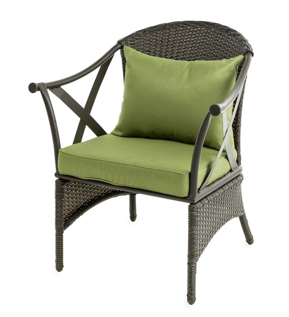 Plow & Hearth Outdoor Wicker Outdoor Living Wicker Patio Furniture Set With Cushions - Light Green