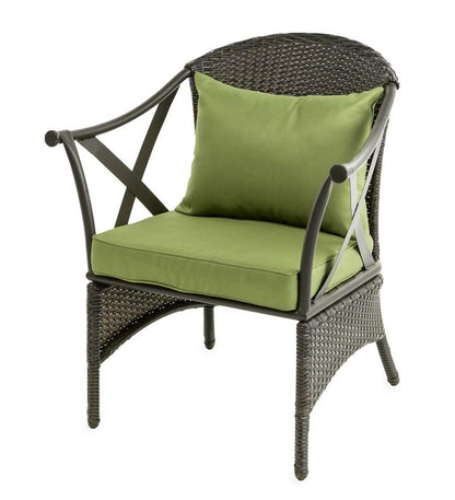 Plow & Hearth Outdoor Wicker Outdoor Living Wicker Patio Furniture Set With Cushions - Light Green