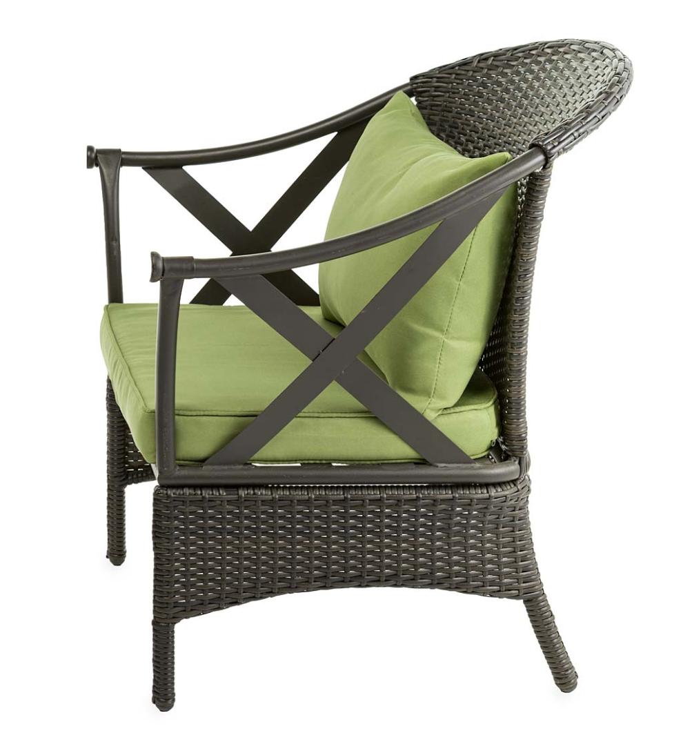 Plow & Hearth Outdoor Wicker Outdoor Living Wicker Patio Furniture Set With Cushions - Light Green