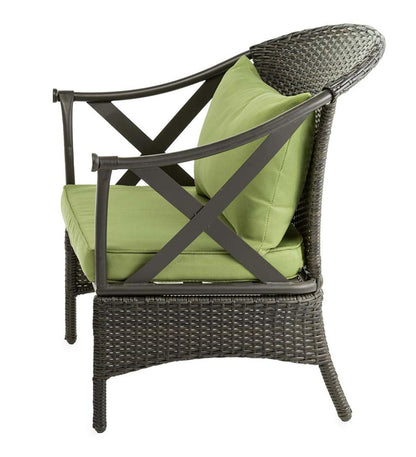 Plow & Hearth Outdoor Wicker Outdoor Living Wicker Patio Furniture Set With Cushions - Light Green