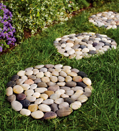 Plow & Hearth Pathways & Stepping Stones Yard & Garden Natural River Rock Stepping Stones With Flexible Pvc Backing, Set Of 3