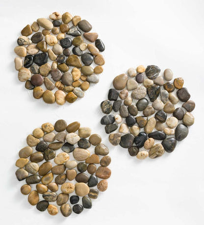 Plow & Hearth Pathways & Stepping Stones Yard & Garden Natural River Rock Stepping Stones With Flexible Pvc Backing, Set Of 3