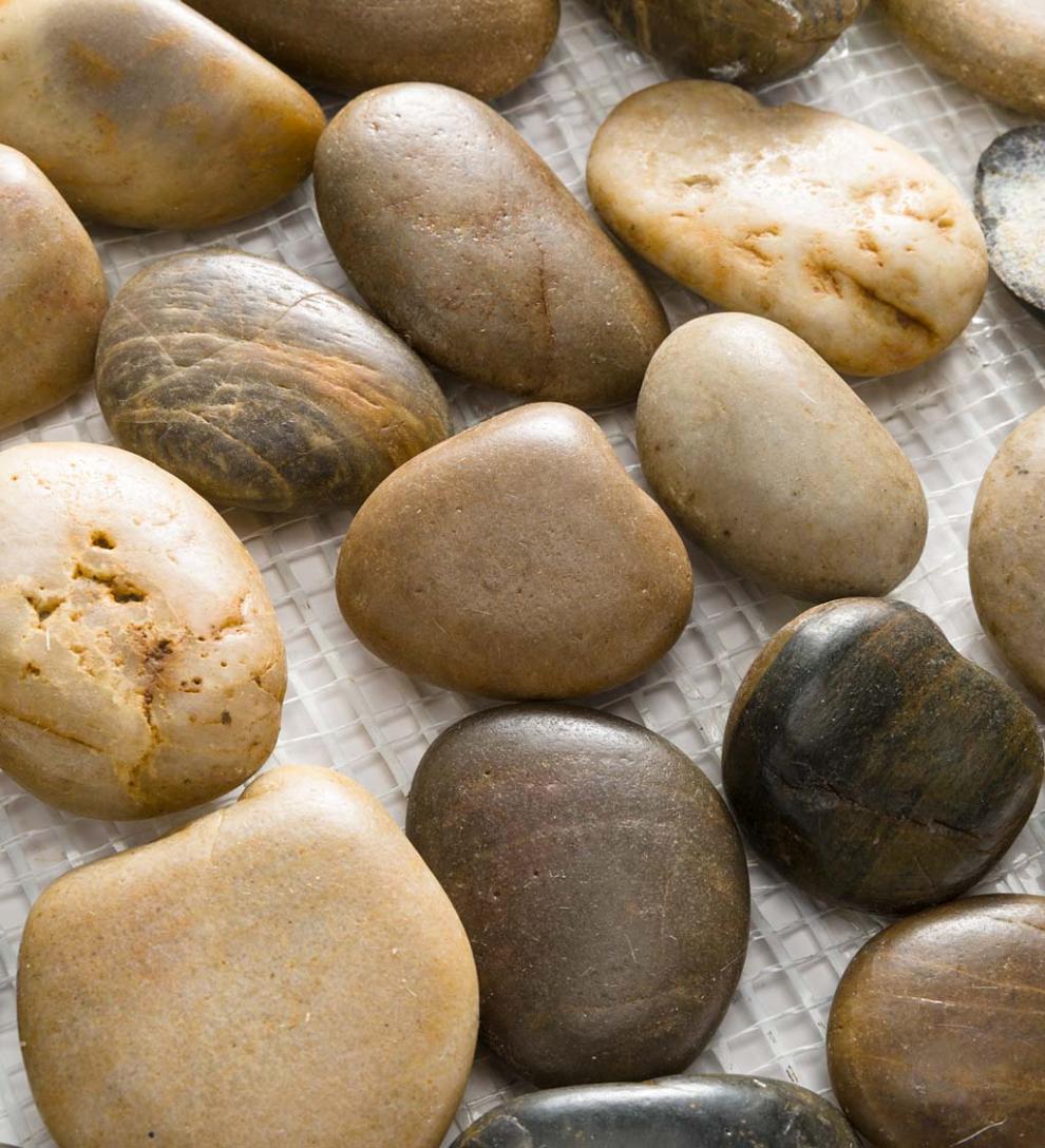 Plow & Hearth Pathways & Stepping Stones Yard & Garden Natural River Rock Stepping Stones With Flexible Pvc Backing, Set Of 3