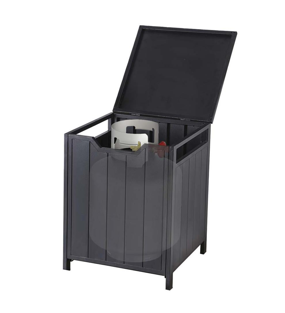 Plow & Hearth Propane Fire Pits Fireplace & Hearth Slatted Stamped Steel Propane Tank Cover - Black