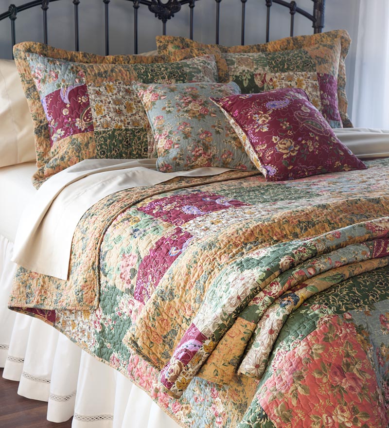 Plow & Hearth Quilts & Bedspreads Indoor Living Cotton Floral Paisley Patchwork Quilt Sets, Throw And Pillows