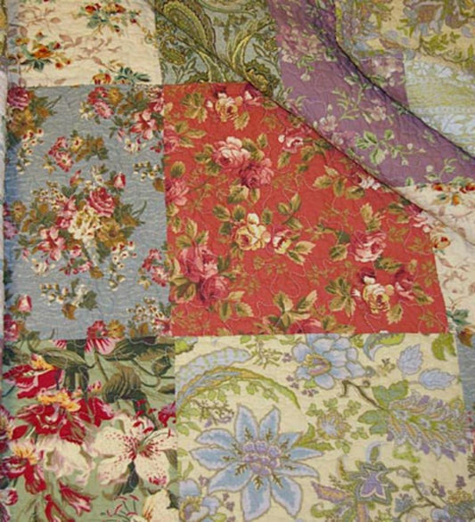 Plow & Hearth Quilts & Bedspreads Indoor Living Cotton Wildflower Patchwork Block Quilt Bonus Set