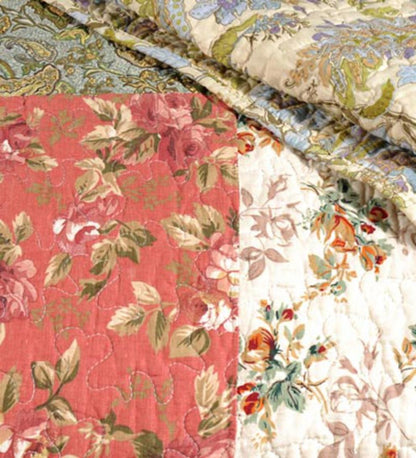 Plow & Hearth Quilts & Bedspreads Indoor Living Cotton Wildflower Patchwork Block Quilt Bonus Set