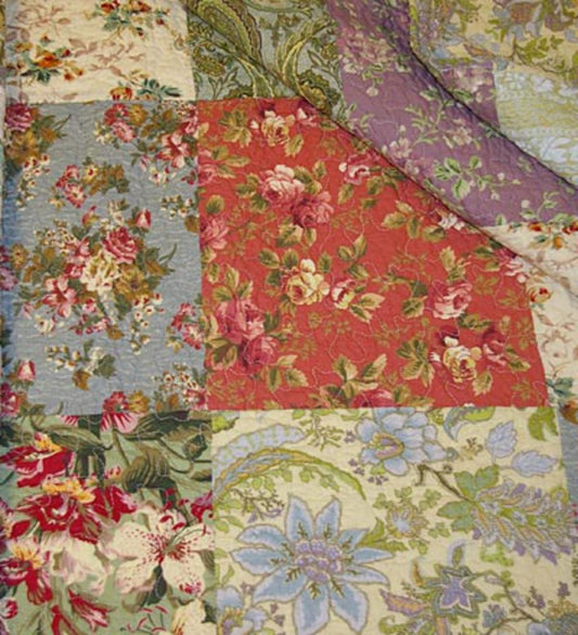 Plow & Hearth Quilts & Bedspreads Indoor Living Cotton Wildflower Patchwork Block Reversible Bedspread And Shams