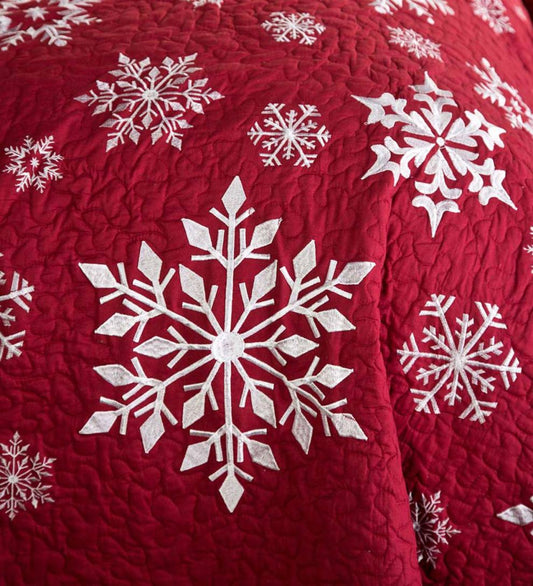 Plow & Hearth Quilts & Bedspreads Indoor Living Falling Snow Embroidered Quilt Set