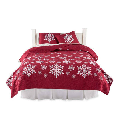 Plow & Hearth Quilts & Bedspreads Indoor Living Falling Snow Embroidered Quilt Set