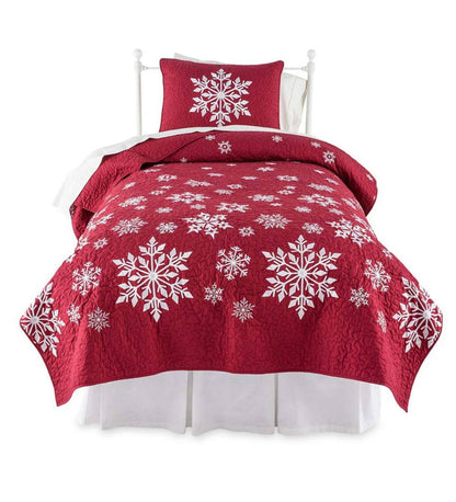 Plow & Hearth Quilts & Bedspreads Indoor Living Falling Snow Embroidered Quilt Set