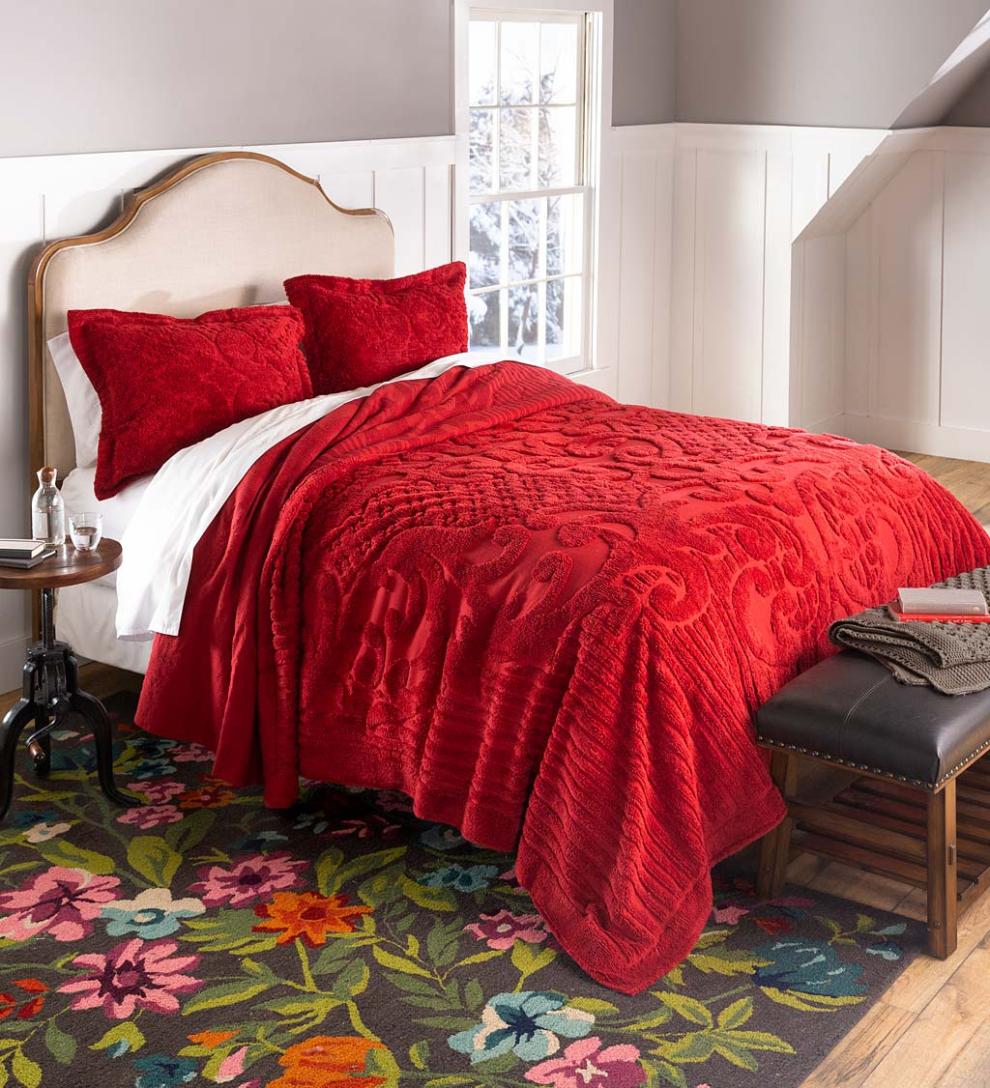 Plow & Hearth Quilts & Bedspreads Indoor Living Juliet Tufted Cotton Chenille Bedding