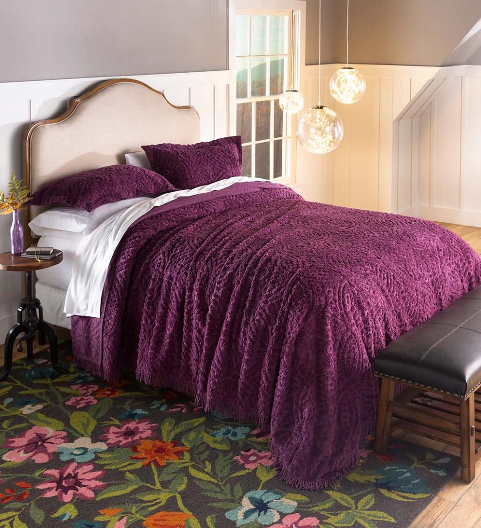Plow & Hearth Quilts & Bedspreads Indoor Living Wedding Ring Tufted Chenille Bedspread And Shams