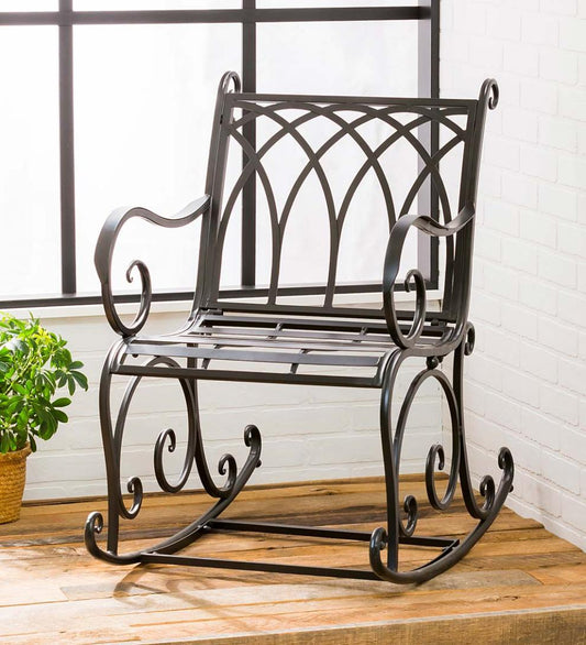 Plow & Hearth Rockers & Gliders Outdoor Living Black Metal Rocking Chair