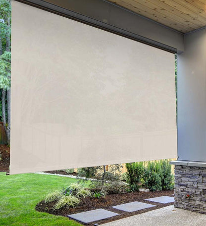 Plow & Hearth Shades & Umbrellas Outdoor Living Deluxe Roll-Up Outdoor Solar Shade With Cordless Crank