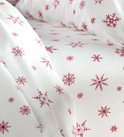 Plow & Hearth Sheets Indoor Living Crystal Snowflake Cotton Flannel Sheet Set
