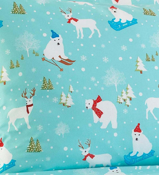 Plow & Hearth Sheets Indoor Living Fun In The Snow Microflannel® Sheet Sets